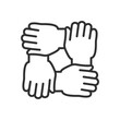 Mutual aid, hand holding hand, linear icon. Line with editable stroke