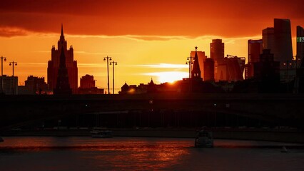 Wall Mural - Amazing sun set time lapse in Moscow Russia