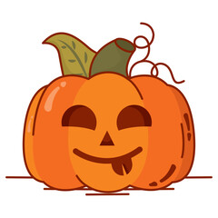 Canvas Print - Isolated colored spooky carved halloween pumpkin icon Vector