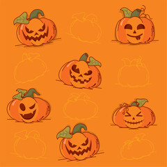 Poster - Halloween pumpkin seamless pattern background Vector