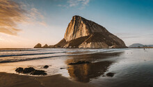View Of Morro Rock On Morro Rock Beach During Sunset