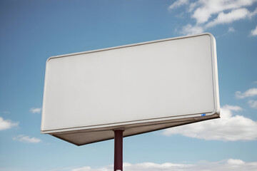 A billboard sign with blue sky background