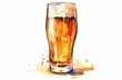 Watercolor illustration of a beer glass. Generative AI