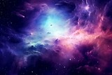 Fototapeta Kosmos - Background with blue purple nebula and stars. Generative AI
