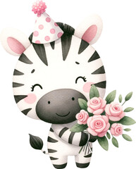 Fototapete - Cute zebra character illustration created with Generative AI technology