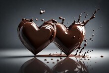 Splash Heart Shaped Chocolate,  Generative AI