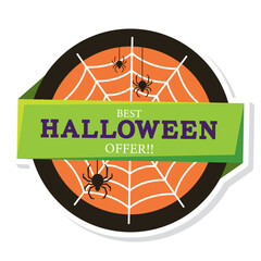 Sticker - Halloween discount sticker Creepy label Vector