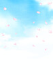 青空に舞う桜の花びらの水彩イラスト A4縦　ポスター背景