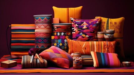 Sticker - A colorful collection of colorful pillows and blankets, AI