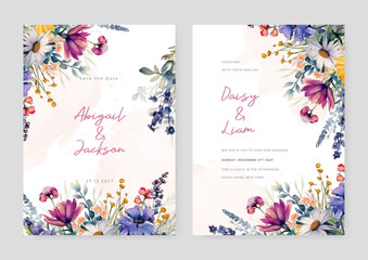 Fototapete - Colorful colourful peony artistic wedding invitation card template set with flower decorations