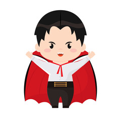 Poster - Cute kawaii vampire costume Halloween season Vector