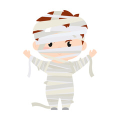 Poster - Cute kawaii mummy costume Halloween season Vector