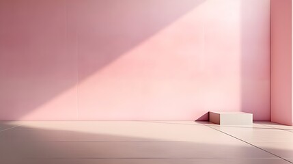 Wall Mural - Concrete pink wall and floor. White pink background and shadow