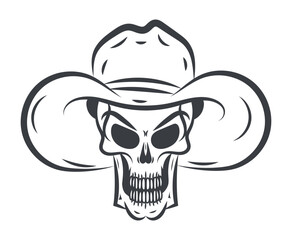 Sticker - cowboy hand draw skull