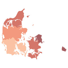 Canvas Print - Denmark map with main regions. Map of Denmark