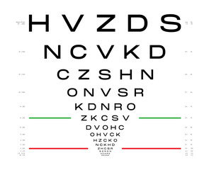 Wall Mural - LogMAR chart Eye Test Chart medical illustration. Line vector sketch style outline isolated on white background. Vision board optometrist ophthalmic for visual examination Checking optical glasses