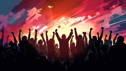 Wall Mural - Illustration of People Protesting