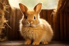 Cute Little Bunny With Adorable Brown Fur. Generative AI