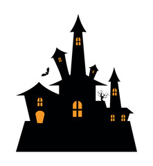 Canvas Print - halloween castle illustration