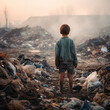 Concept that there is no future for our children, due to the destruction of nature and wars that pollute more and more, garbage, cars that produce polluting emissions, etc