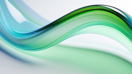 Poster - Abstract background with green and blue glass waves on white background