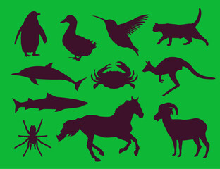 Wall Mural - set of animals silhouette illustration design Color f600b7 vector illustration