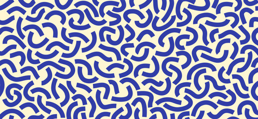 Poster - Monochrome doodle pattern. Funny monochrome pattern. Curved blue lines