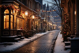 Fototapeta Londyn - Winter Cityscape Photos of a city decorated. Christmas