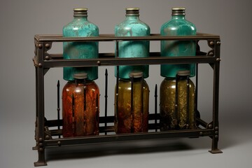 Canvas Print - Rack with three water cooler bottles. Generative AI
