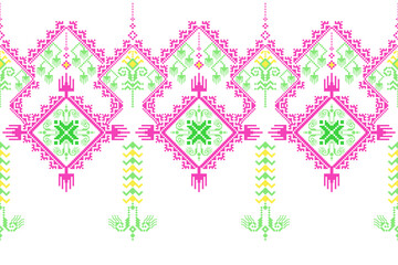 Wall Mural - lace pattern fabric,Set of patterns. Ethnic, geometric and floral pattern designs used for weaving, tapestry, wallpaper, dark pink,clothing, fabric, embroidery style illustration, abstract pixel art.