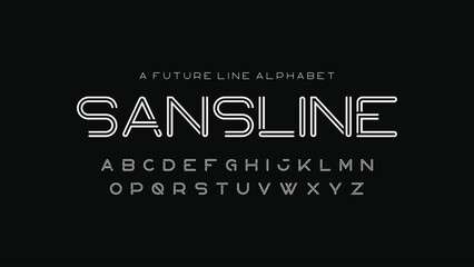 Fototapete - Stylish line alphabet. Display typeface double lines. Modern abstract font uppercase. Vector illustration