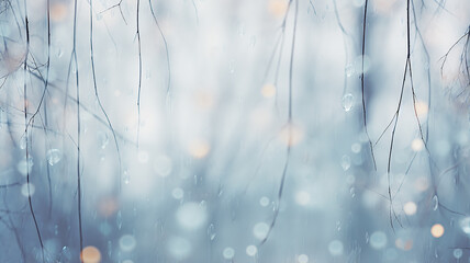 Wall Mural - background wet autumn window with raindrops on the glass transparent autumn view copy space