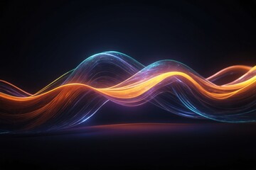 Wall Mural - color light waves dark background generative ai
