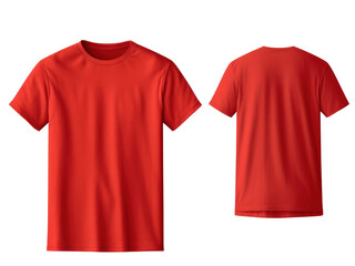 Wall Mural - Plain red t-shirt front and rear view on transparent background cutout.