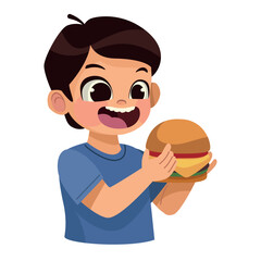 Sticker - boy eating burger