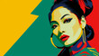 Captivating illustration in pop art style of an Asian woman, very colorful illustration with bright colors 2