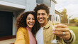 © Jess rodriguez - Happy newly married couple buying their first home and celebrating