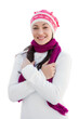 © vectorfusionart - Digital png photo of happy caucasian woman wearing hat and scarf on transparent background