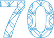 Digital png illustration of blue 70 number with pattern on transparent background