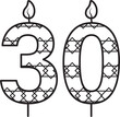 Digital png illustration of black 30 number with flames on transparent background