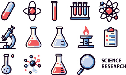science icons set, thin line design, vector illustration. generative ai.