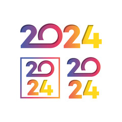 Happy new year 2024 design. With colorful truncated number illustrations 2