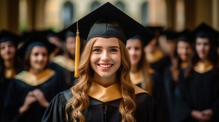 Wall Mural - Graduation, diploma and portrait of a woman or college student with happiness and pride outdoor