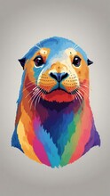 Sea Lion Head Illustration , Splash, Print, T-shirt Design.	
