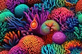 Fototapeta Do akwarium - Colorful corals. Seamless pattern