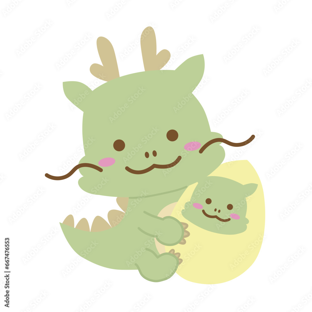 かわいい辰の親子のイラスト 主線なし Stock Vector | Adobe Stock