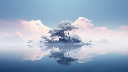 Wall Mural - a small island in the middle of a body of water. generative ai