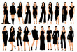 set of fashion woman stylish black outfits full silhouettes vector illustration