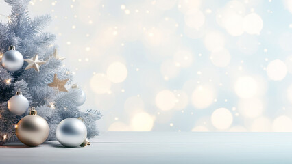 Wall Mural - christmas background with christmas baubles, gifts decoration - xmas theme