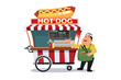 Hotdogs Food Stand Vendor Vector Illustration